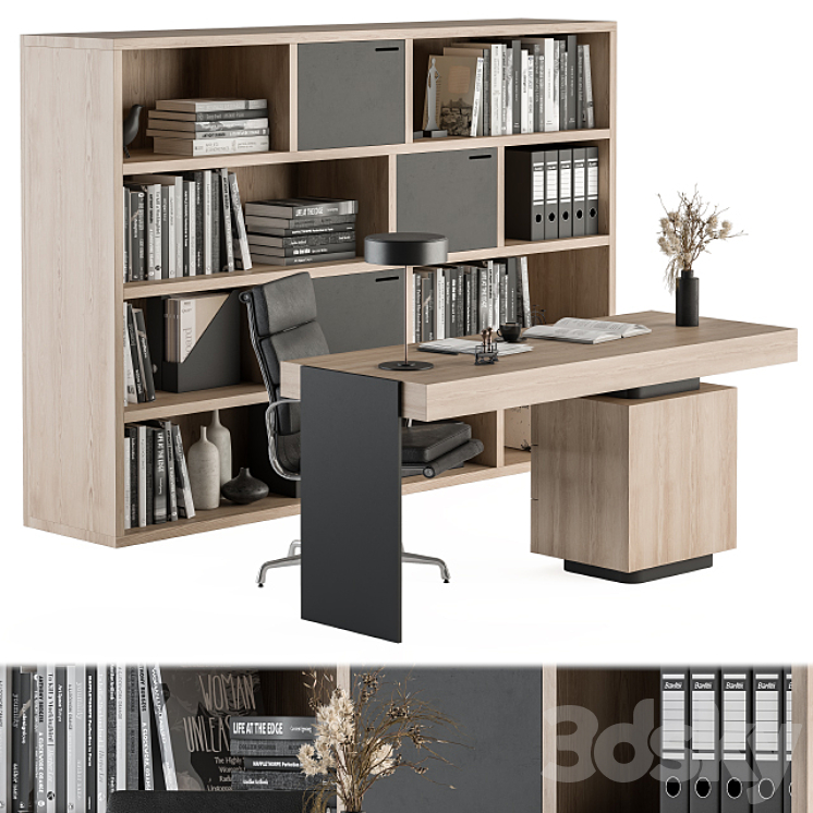 Office Furniture Wood Boss Desk – Manager Set Table 42 3DS Max - thumbnail 1