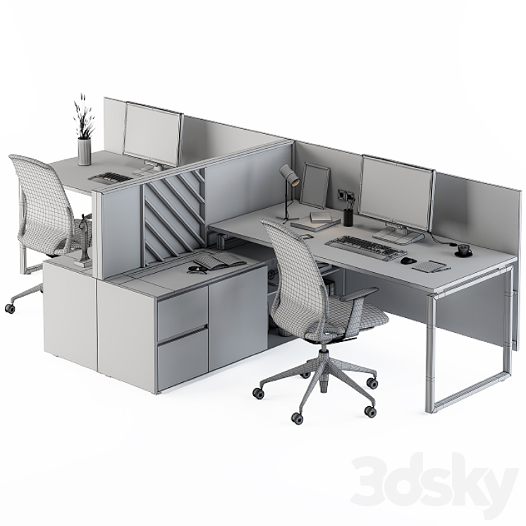 Office Furniture Work Table Set 3DS Max - thumbnail 2