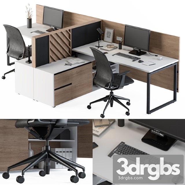 Office Furniture Work Table Set 3dsmax Download - thumbnail 1