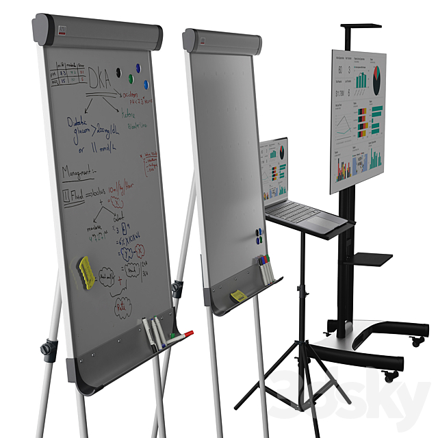 Office presentation set 1_ Macbook air 2022 _ OLED65CXRLA LG CX 65 4K Smart OLED_Marker board magnetic partition flipchart 3DS Max Model - thumbnail 2