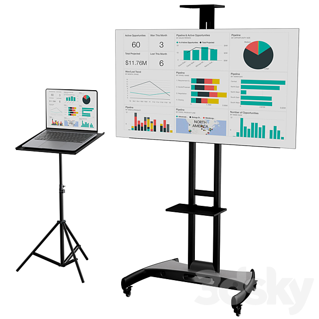 Office presentation set 1_ Macbook air 2022 _ OLED65CXRLA LG CX 65 4K Smart OLED_Marker board magnetic partition flipchart 3DS Max Model - thumbnail 3