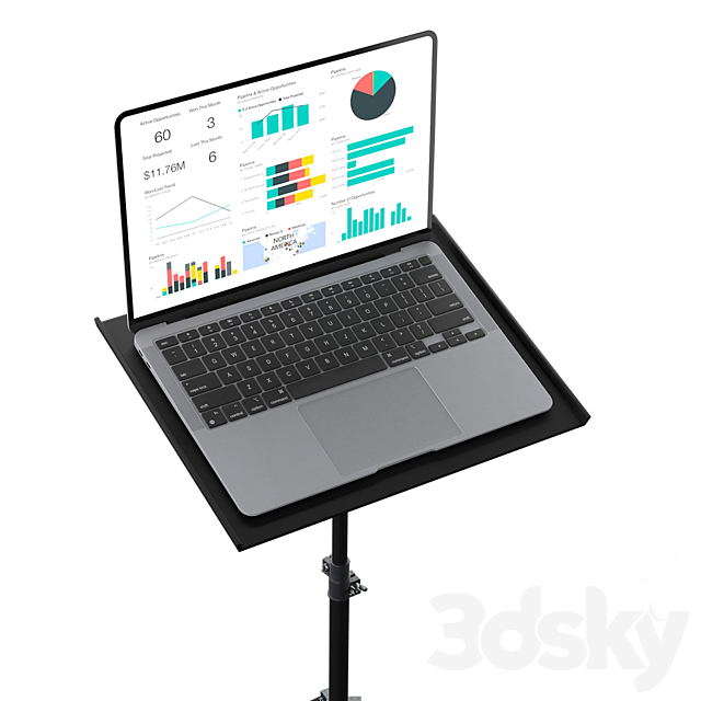 Office presentation set 1_ Macbook air 2022 _ OLED65CXRLA LG CX 65 4K Smart OLED_Marker board magnetic partition flipchart 3DS Max Model - thumbnail 6