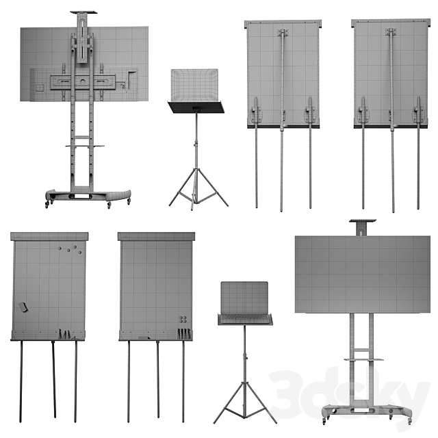 Office presentation set 1_ Macbook air 2022 _ OLED65CXRLA LG CX 65 4K Smart OLED_Marker board magnetic partition flipchart 3DS Max Model - thumbnail 7