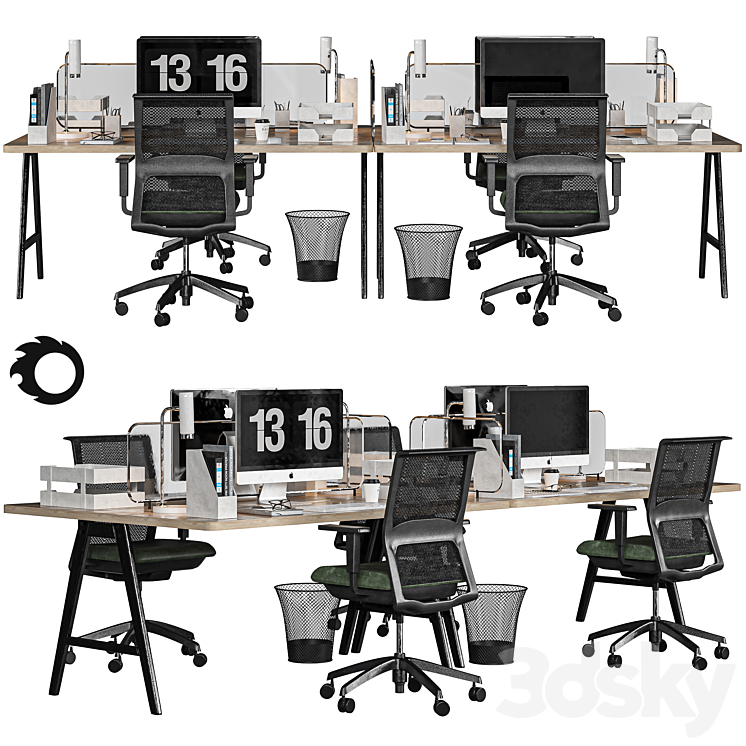 office set 3DS Max Model - thumbnail 1