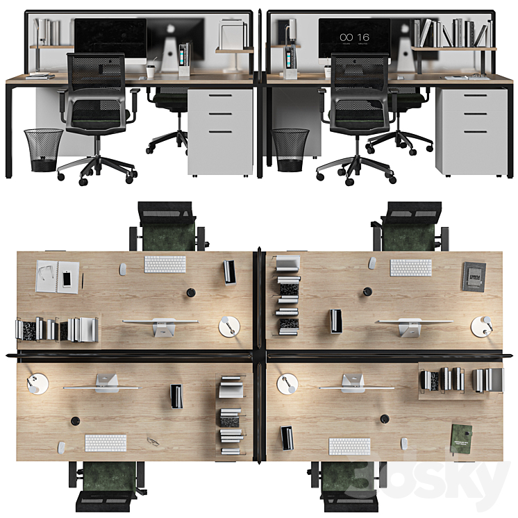 office set 3DS Max Model - thumbnail 2