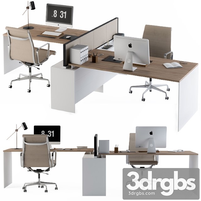 Office Set White And Cream 3dsmax Download - thumbnail 1