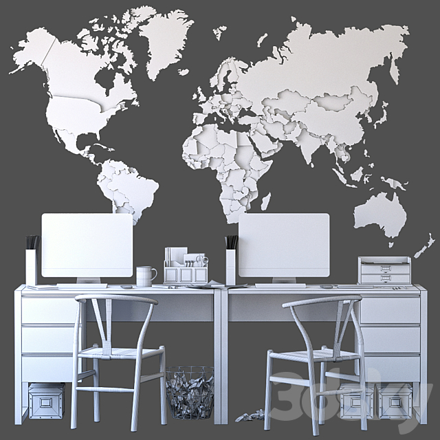 Office set with a map 3DSMax File - thumbnail 5