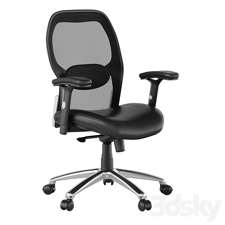 Office swivel chair with soft-leather seat 3DS Max Model - thumbnail 1