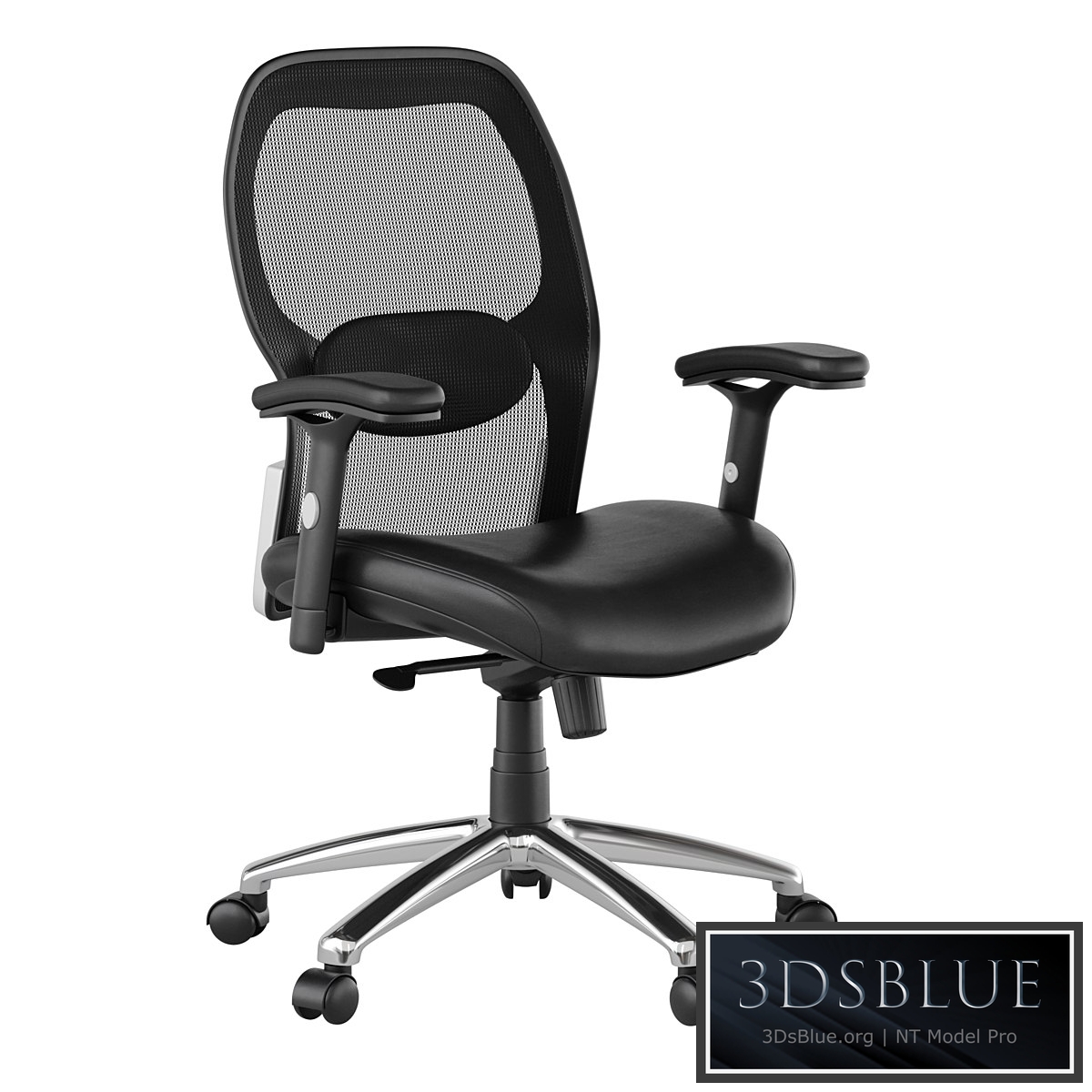 Office swivel chair with soft-leather seat Albert 3DS Max - thumbnail 3