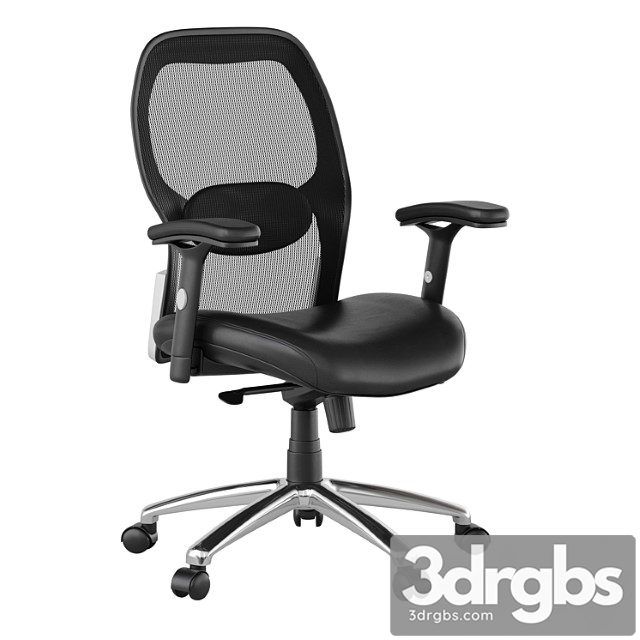 Office swivel chair with soft-leather seat - thumbnail 1