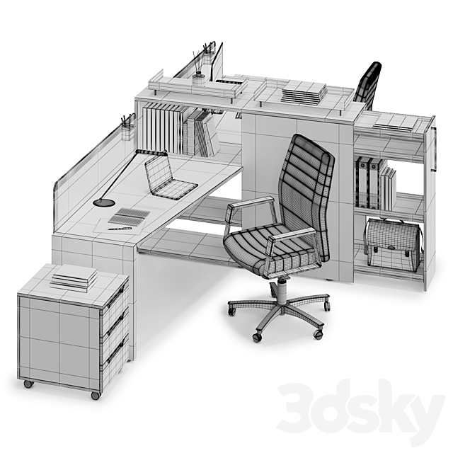 Office workspace LAS LOGIC (v12) 3DS Max Model - thumbnail 3