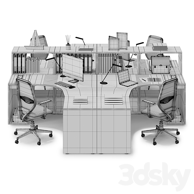 Office workspace LAS LOGIC (v13) 3DS Max Model - thumbnail 3