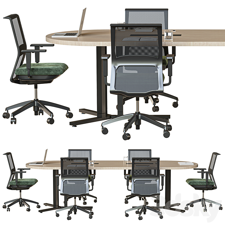 oval conference table 3DS Max - thumbnail 2