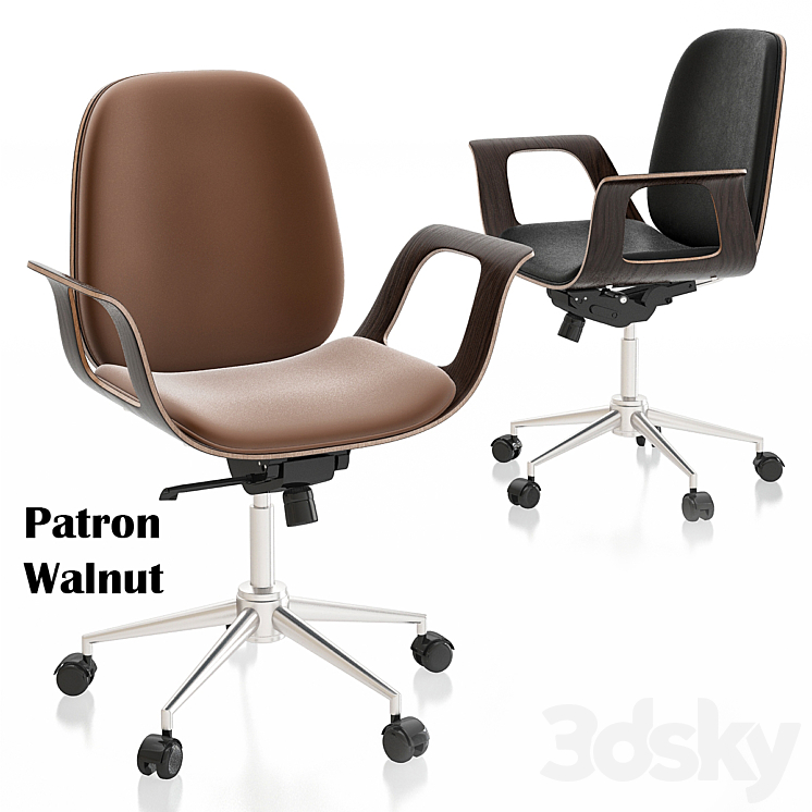 Patron Walnut Office Chair 3DS Max - thumbnail 1