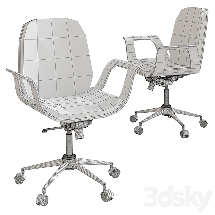 Patron Walnut Office Chair 3DS Max - thumbnail 2