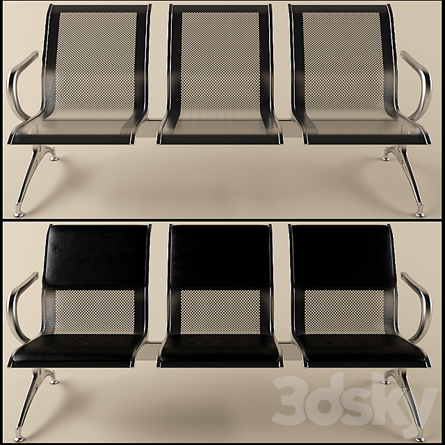 Perforated metal chairs section J19-3 3DS Max Model - thumbnail 2