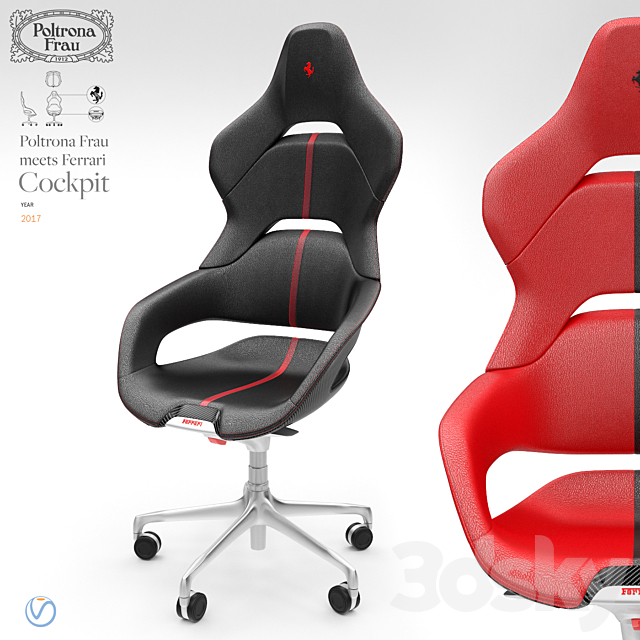 Poltrona Frau Ferrari Cockpit Chair – Year 2017 3DS Max Model - thumbnail 2