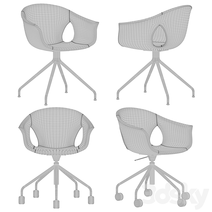 Poltrona Frau-office chair set 2 3DS Max - thumbnail 2