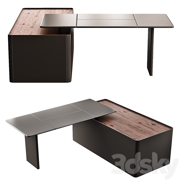 Poltrona Frau TRUST Office desk with shelves 3DSMax File - thumbnail 1