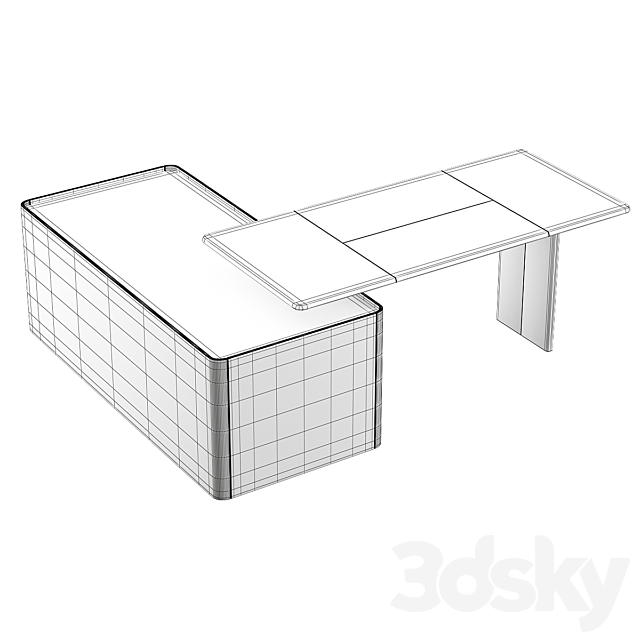 Poltrona Frau TRUST Office desk with shelves 3DSMax File - thumbnail 2