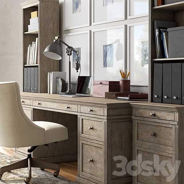 Pottery barn LIVINGSTON LATERAL FILE CABINET BOOKCASE 3DSMax File - thumbnail 2