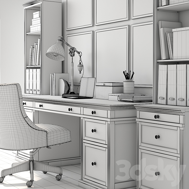 Pottery barn LIVINGSTON LATERAL FILE CABINET BOOKCASE 3DSMax File - thumbnail 3