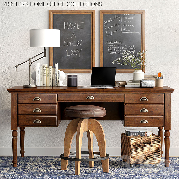 Pottery barn PRINTER'S HOME OFFICE COLLECTIONS 3DS Max - thumbnail 1