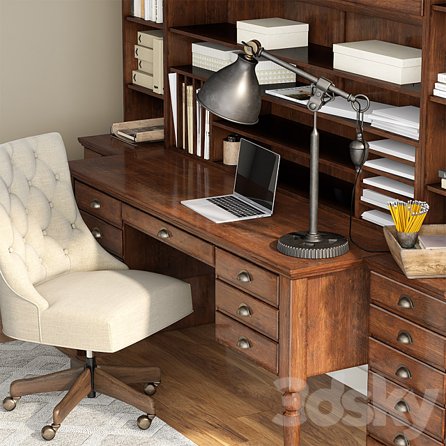 Pottery barn PRINTER’S OFFICE SUITE 3DS Max Model - thumbnail 2