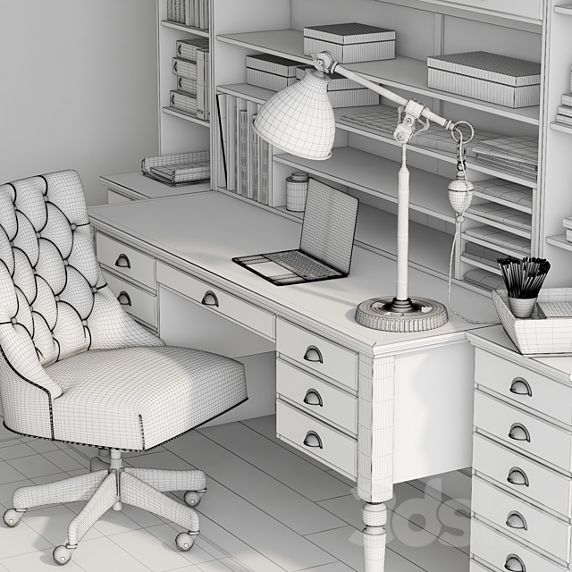 Pottery barn PRINTER’S OFFICE SUITE 3DS Max Model - thumbnail 3