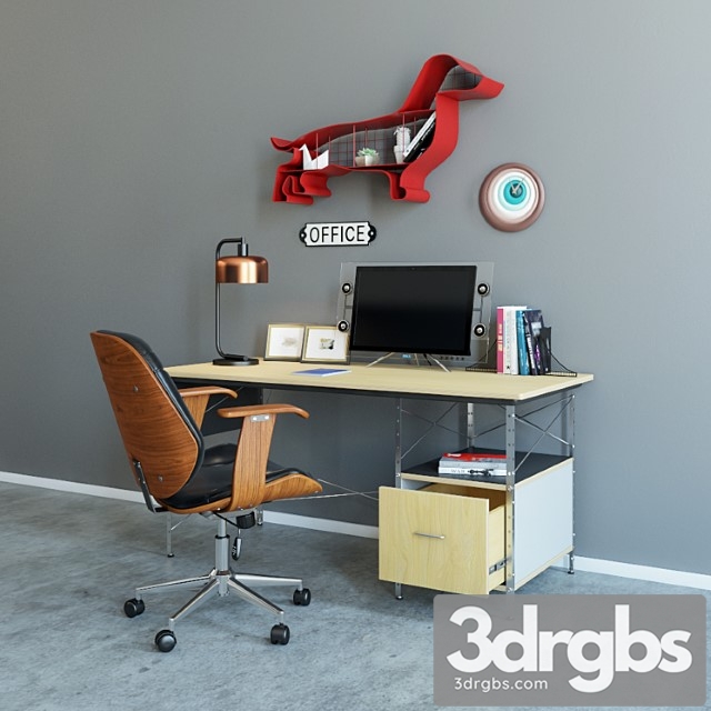 Rabochee Mesto Kreslo Baxton Stol Herman Miller I Dekor 3dsmax Download - thumbnail 1