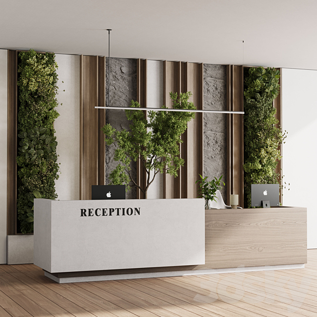 Reception Desk and Wall decor – office furniture 22 vray 3DS Max Model - thumbnail 2