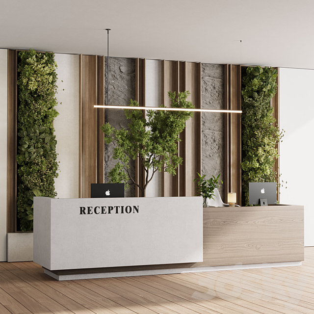 Reception Desk and Wall decor – office furniture 22 vray 3DS Max Model - thumbnail 3