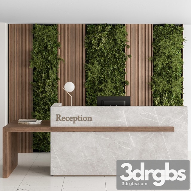 Reception Desk and Wall Decor With Vertical Garden Office Set 238 3dsmax Download - thumbnail 1