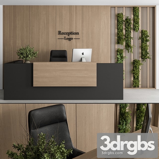 Reception desk and wall decor with vertical garden – office set 309 - thumbnail 1