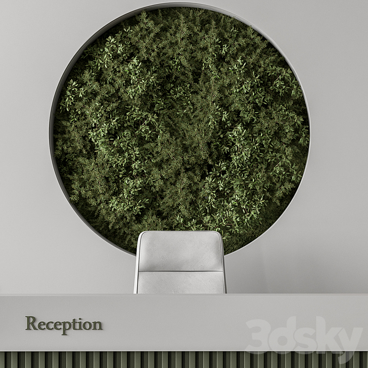 Reception Desk and Wall Decor with vertical Garden – Office Set 312 3DS Max - thumbnail 2