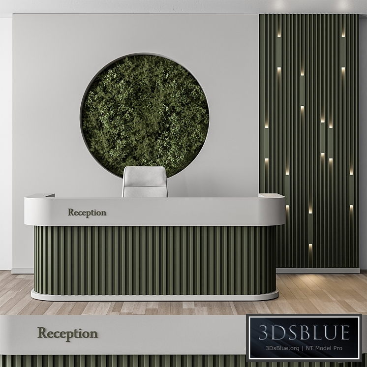 Reception Desk and Wall Decor with vertical Garden – Office Set 312 3DS Max - thumbnail 3