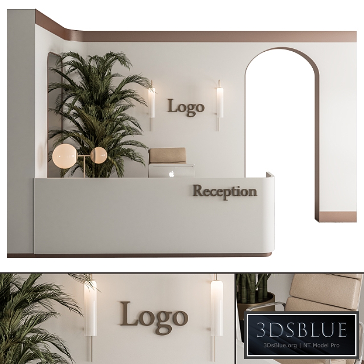 Reception Desk and Wall Decoration – Office Set 239 3DS Max - thumbnail 3