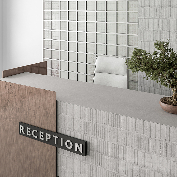 Reception Desk and Wall Decoration – Office Set 306 3DS Max - thumbnail 2