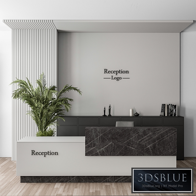 Reception Desk and Wall Decoration – Office Set 311 3DS Max - thumbnail 3