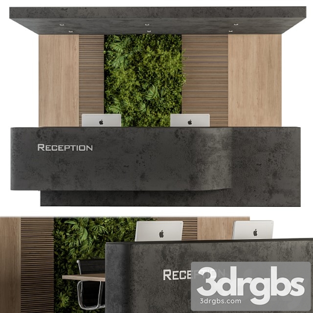 Reception desk and wall decoration – set 07 2 3dsmax Download - thumbnail 1