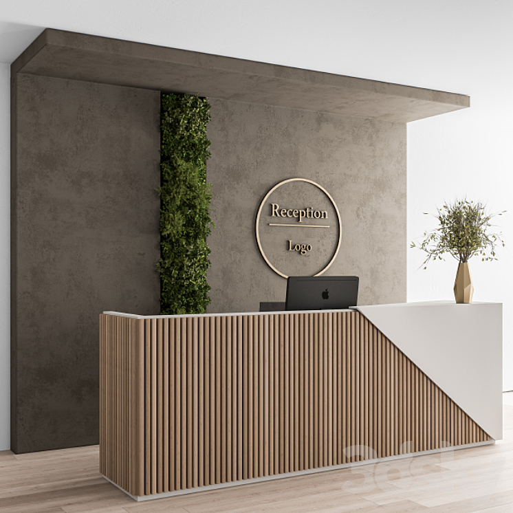 Reception Desk and Wall Decoration – Set 08 3DS Max Model - thumbnail 2