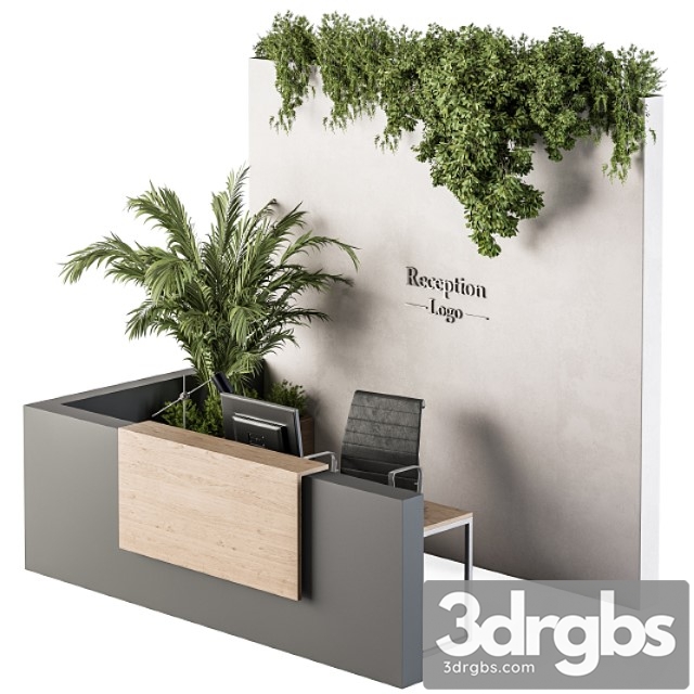 Reception desk and wall decoration – set 09 2 3dsmax Download - thumbnail 1