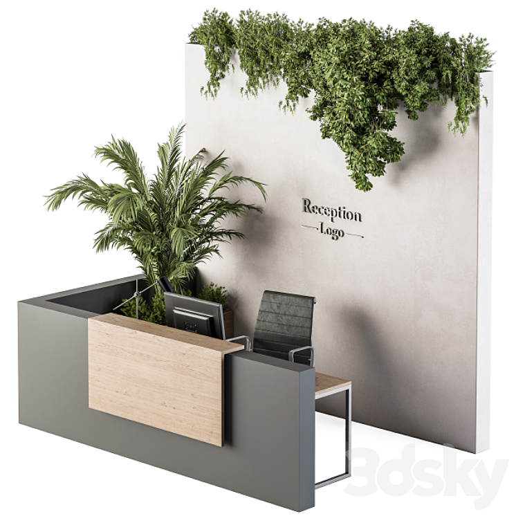 Reception Desk and Wall Decoration – Set 09 3DS Max - thumbnail 1