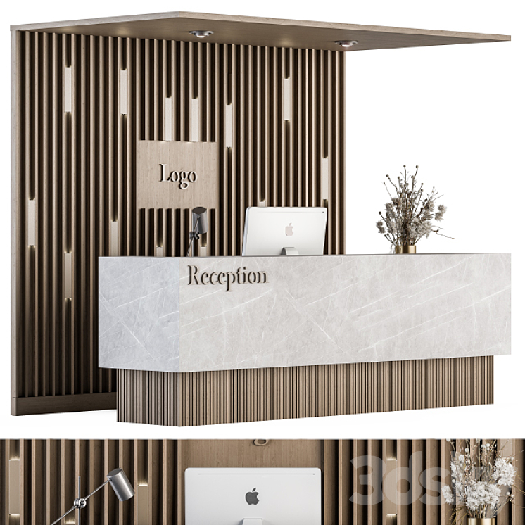 Reception Desk and Wall Decoration – Set 10 3DS Max - thumbnail 2