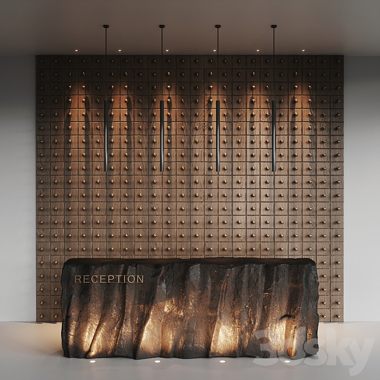 Reception desk natural rock 2 3DS Max Model - thumbnail 2