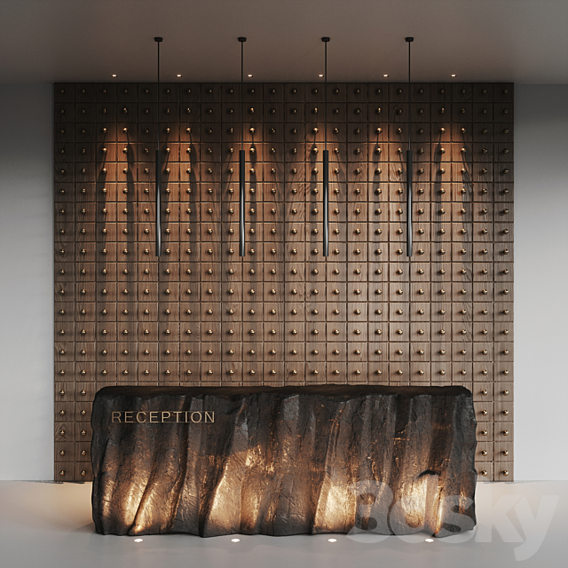 Reception desk natural rock 2 3DS Max Model - thumbnail 2