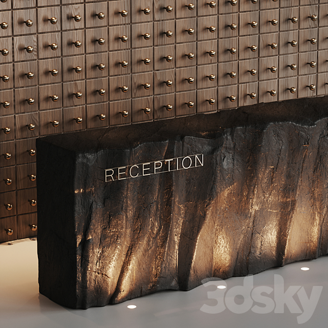 Reception desk natural rock 2 3DS Max Model - thumbnail 3