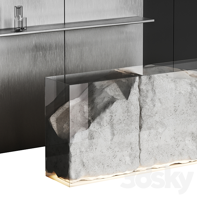 Reception desk natural rock 3 3DS Max Model - thumbnail 3