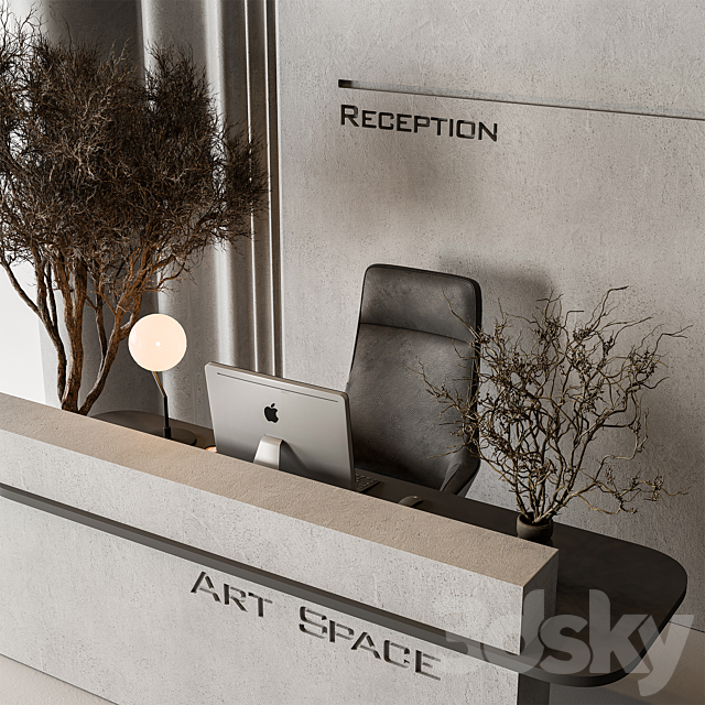 Reception Desk – Office Set 579 3ds Max - thumbnail 2