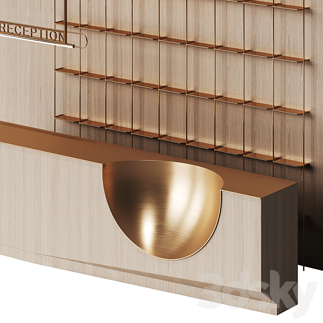 Reception desk with metal ball 3ds Max - thumbnail 2